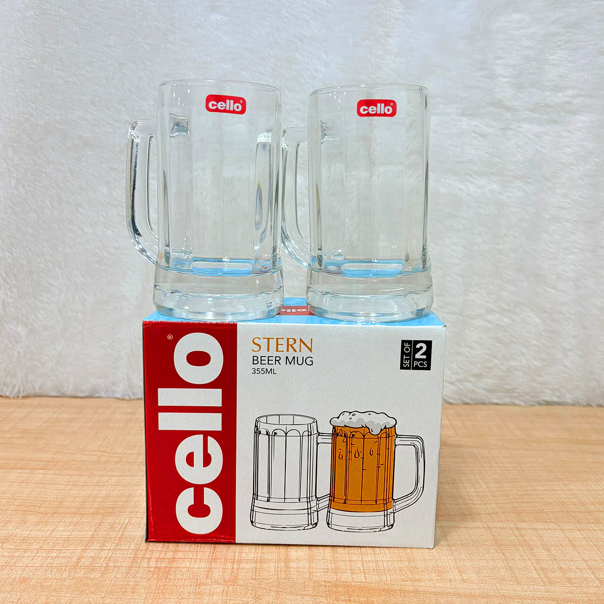 AM6654 Cello Stern Glass Beer Mug Set - 355ml (Set of 2) - Image 3