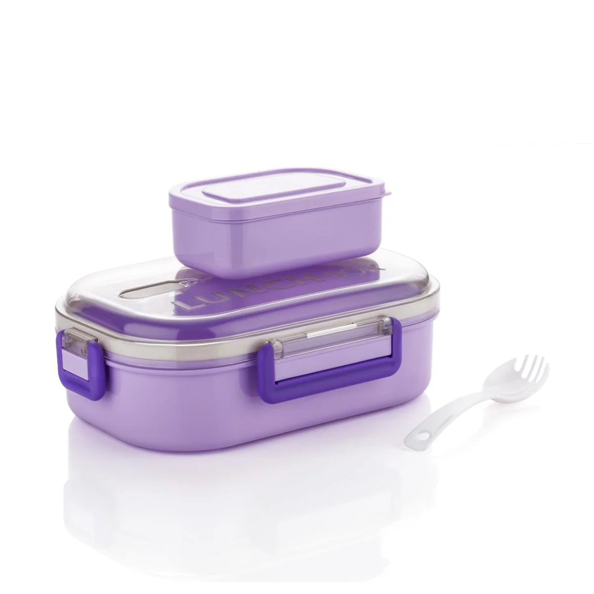 AM6664 Plastic Stylo Lunch Box with Spoon & Fork BPA-Free Plastic Container - Multi-Color Tiffin Box - Image 2