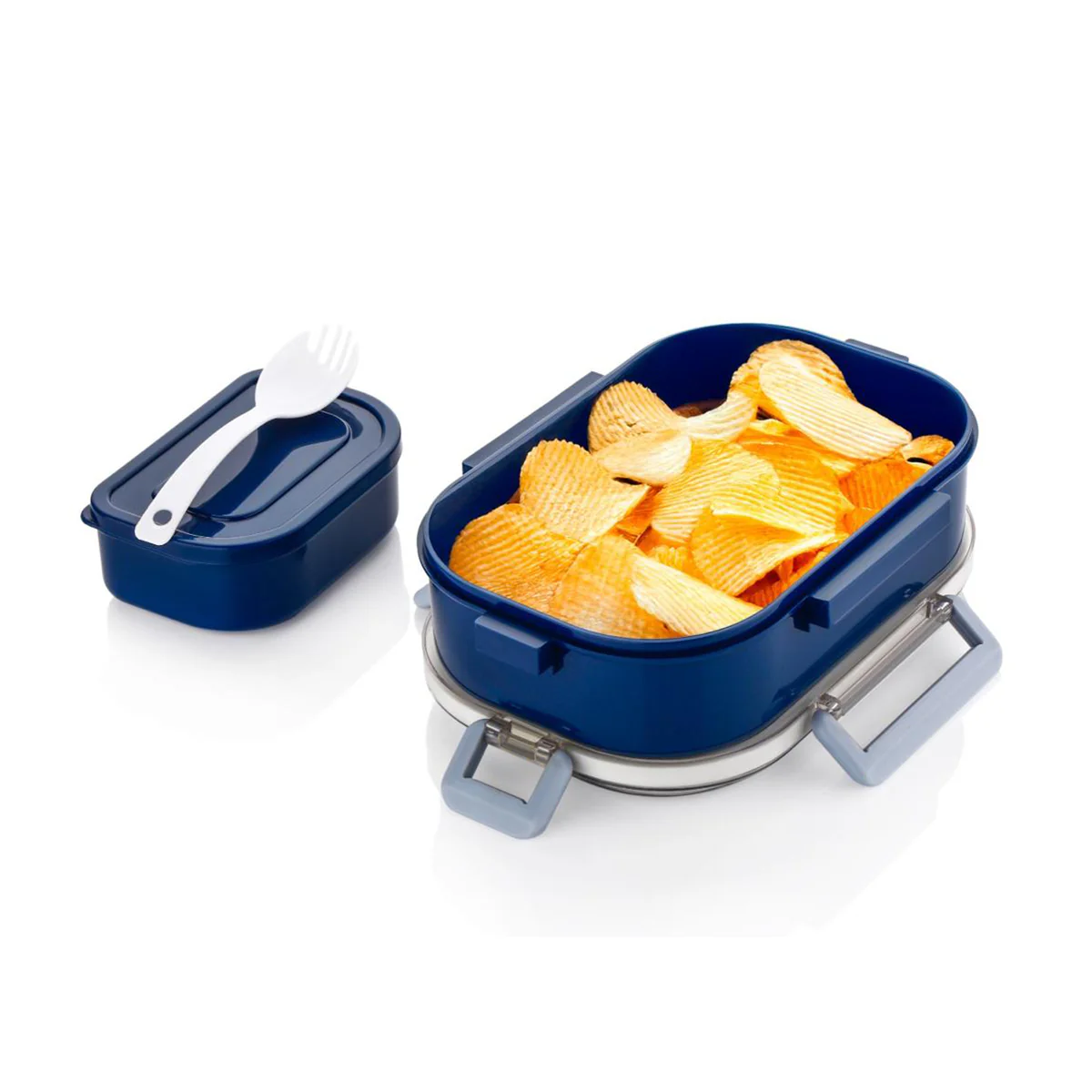 AM6664 Plastic Stylo Lunch Box with Spoon & Fork BPA-Free Plastic Container - Multi-Color Tiffin Box - Image 3