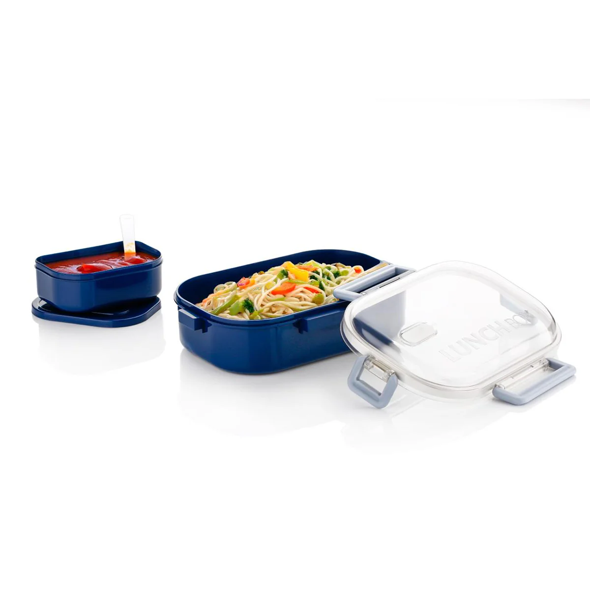 AM6664 Plastic Stylo Lunch Box with Spoon & Fork BPA-Free Plastic Container - Multi-Color Tiffin Box - Image 4