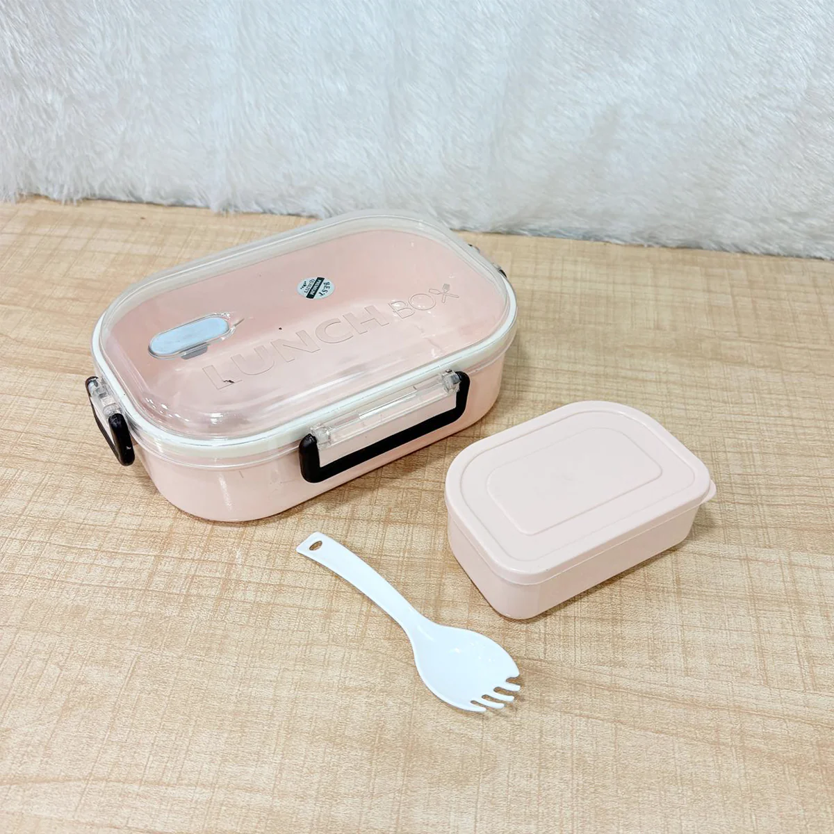 AM6664 Plastic Stylo Lunch Box with Spoon & Fork BPA-Free Plastic Container - Multi-Color Tiffin Box - Image 6