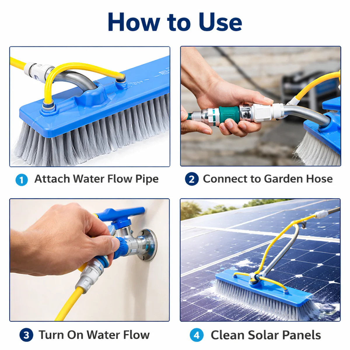AM6711 Solar Panel Cleaning Brush with Water Flow Pipe & Long Handle - Image 4