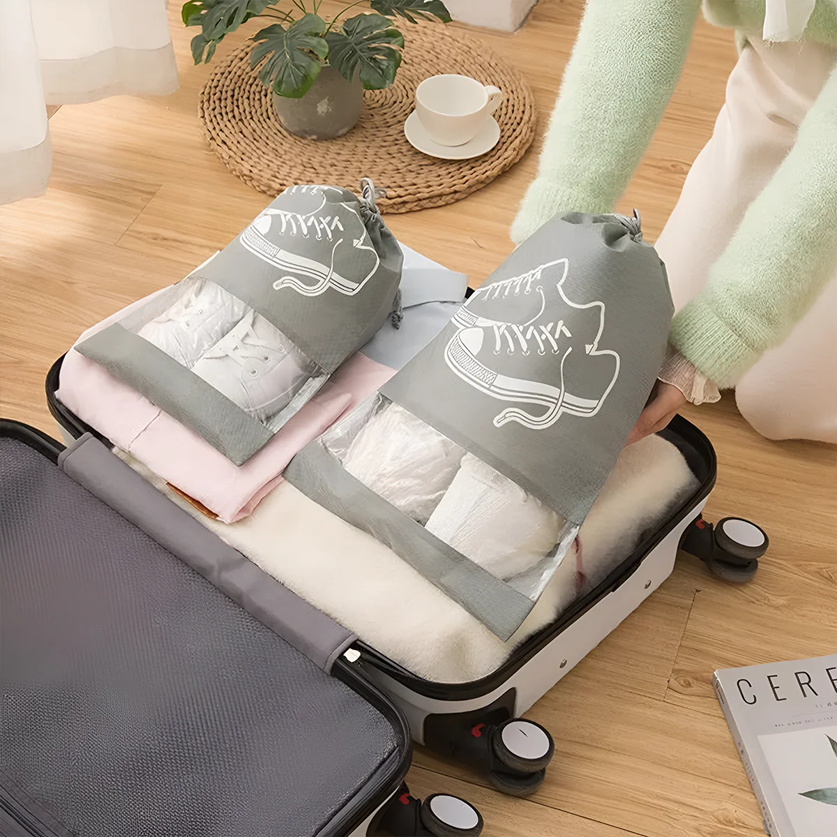AM6715 Travel Essentials Shoe Bags for Men and Women (44x32cm) - Pack Of 3pc - Image 4