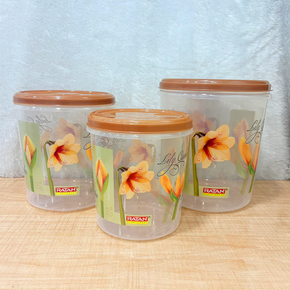AM6738 Mix-Design Ratan Ruby Plastic Container Set, 3-Piece (5L, 7.5L, 10L) - Image 2