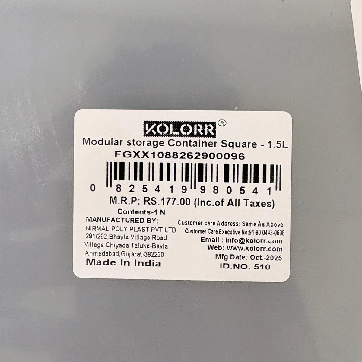 AM6748 Kolorr Essentials Modular Square Container - 1.5 Ltr - Image 3