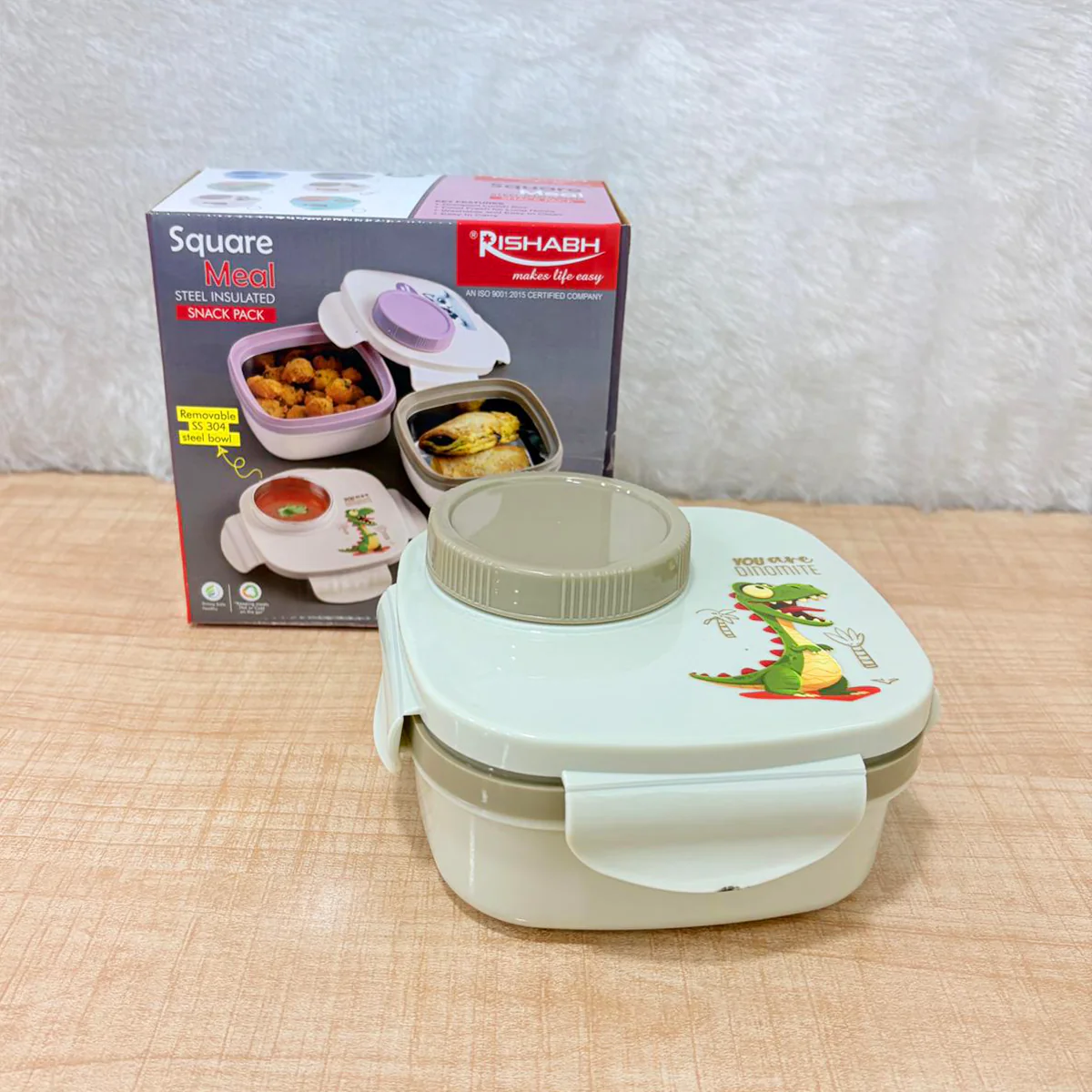 AM6754 Rishabh Square Meal Steel Insulated Snack Pack (600ml)
