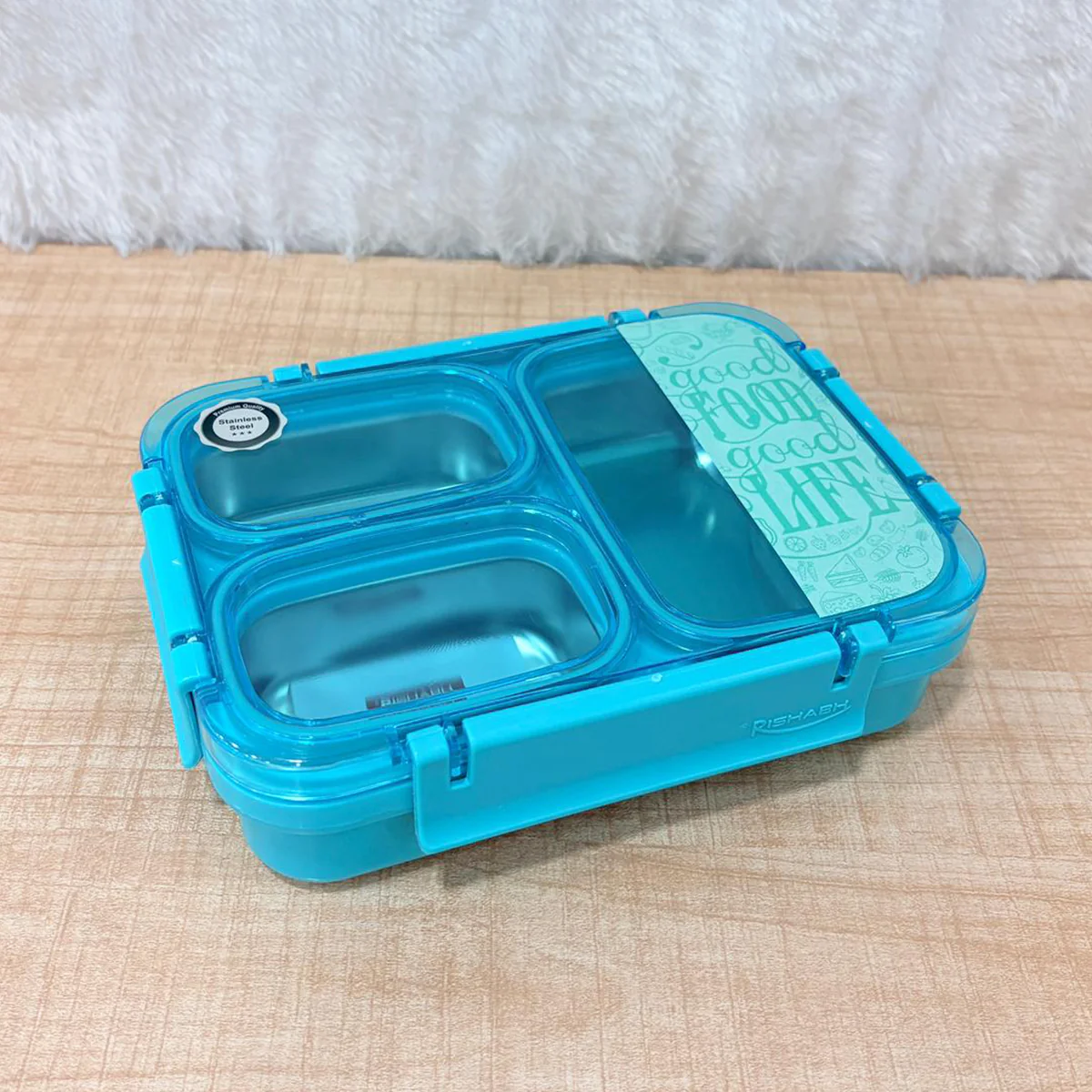 AM6757 Rishabh Super Smart 3 Steel Inner Insulated 3-Compartment Lunch Box - Image 2