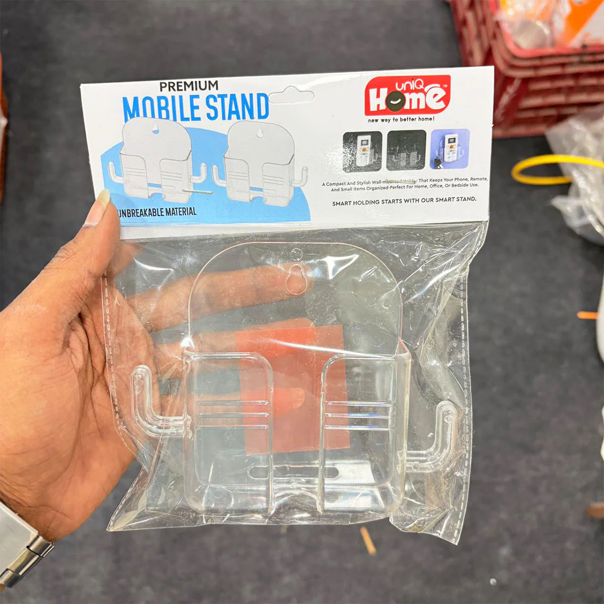 AM6775 Premium Adhesive Wall-Mounted Mobile & Remote Holder (Clear) - Image 3