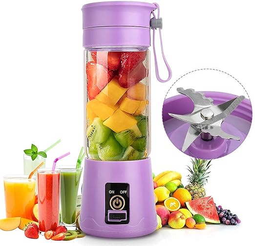 AM6822 Portable 2 USB Electric Juicer – 6-Blades Protein Shaker Blender Cup (380 ML) - Image 3
