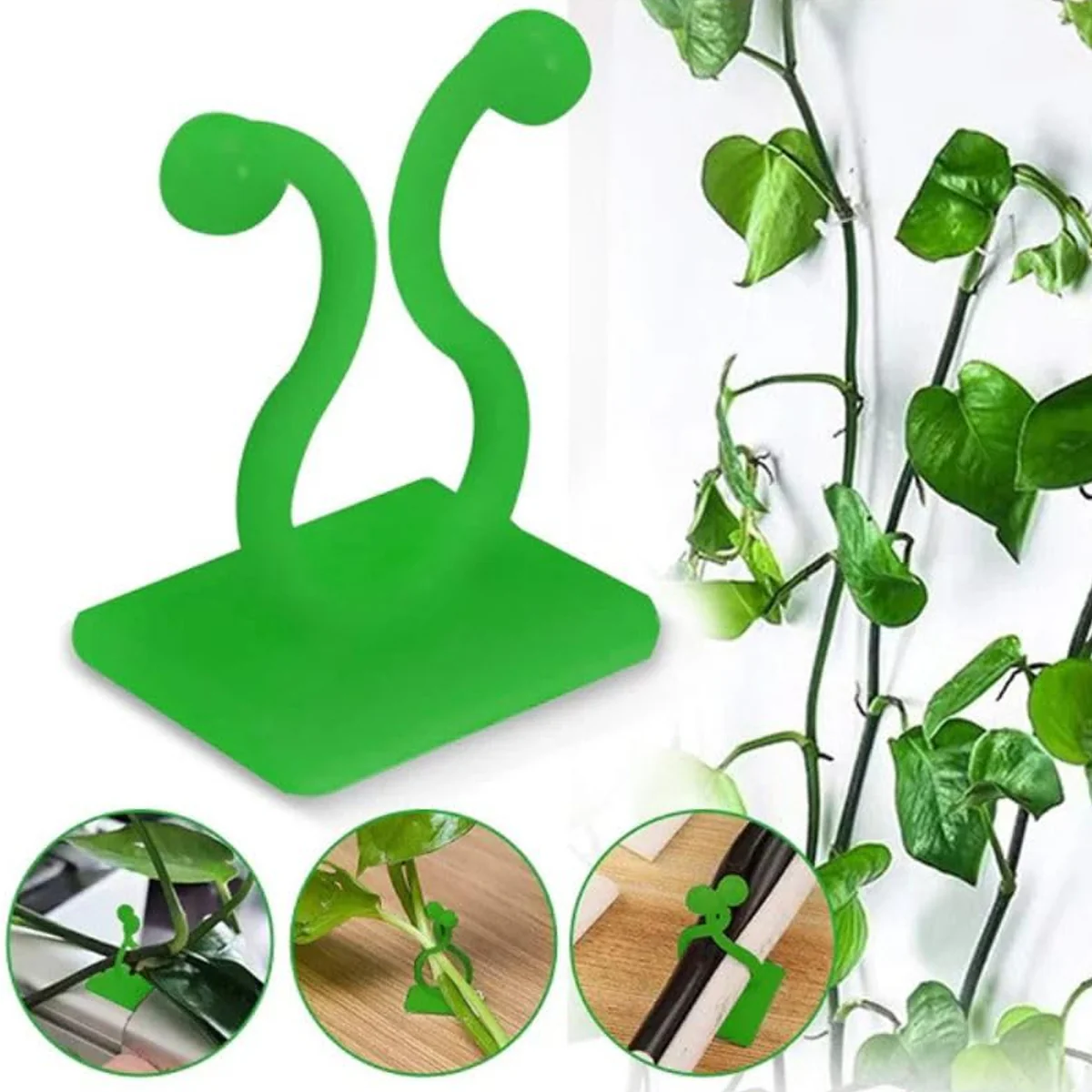 AM6863 30 Pcs-Adhesive Plant Climbing Fixing Clips - Green Vine Wall Holders - Image 2