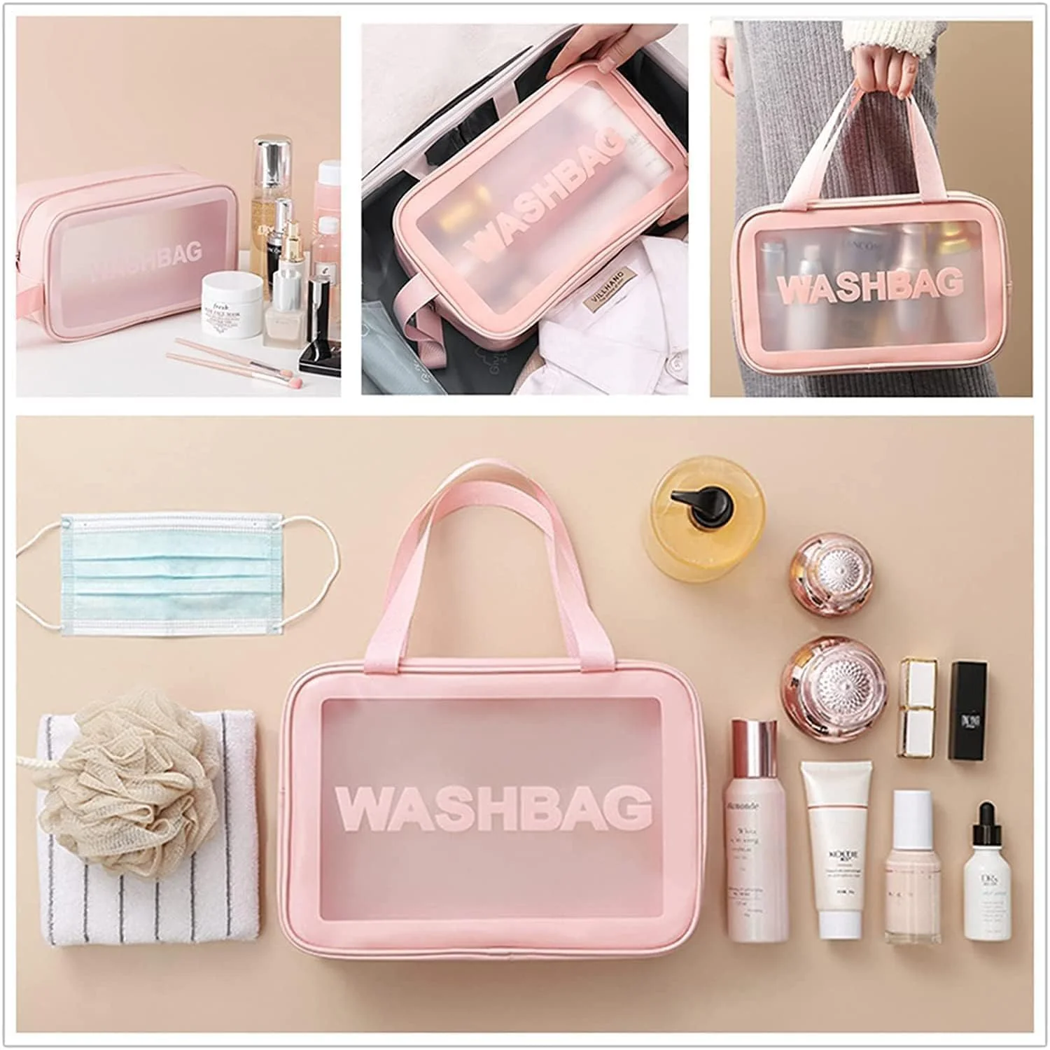 AM6921 Portable Transparent Cosmetic Travel Pouch Set Resistant Makeup Storage Bags - Image 4