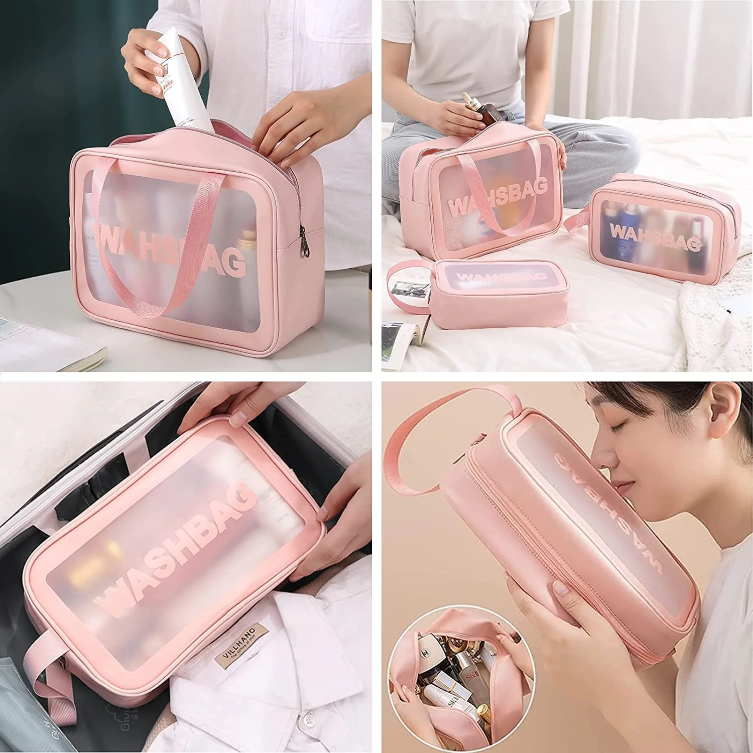 AM6921 Portable Transparent Cosmetic Travel Pouch Set Resistant Makeup Storage Bags - Image 5
