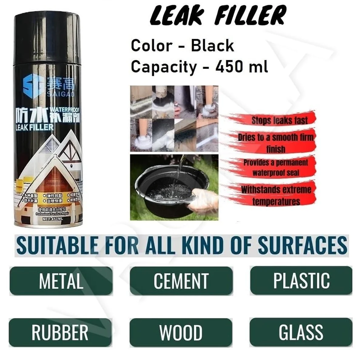 AM6923 Waterproof Leak Filler Spray Rubber Flexx Repair & Sealant (450ml) - Image 5