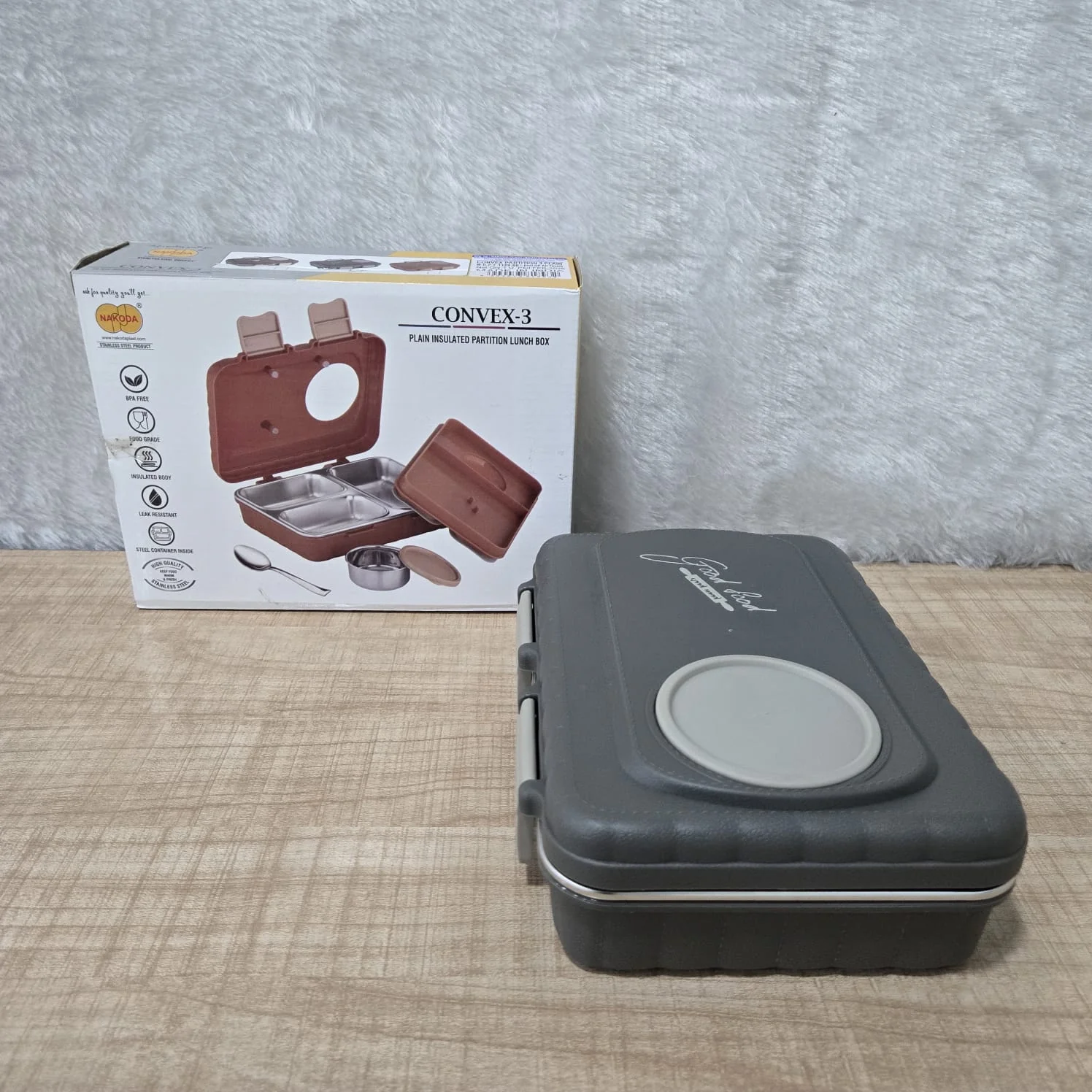 AM7103 Nakoda Convex-3 Insulated Stainless Steel Lunch Box - Image 2