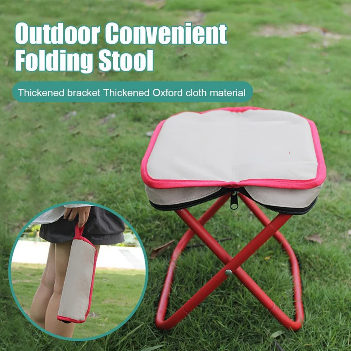 AM7109 Portable Mini Folding Stool, Lightweight Camp Chair for Fishing Hiking - Image 2
