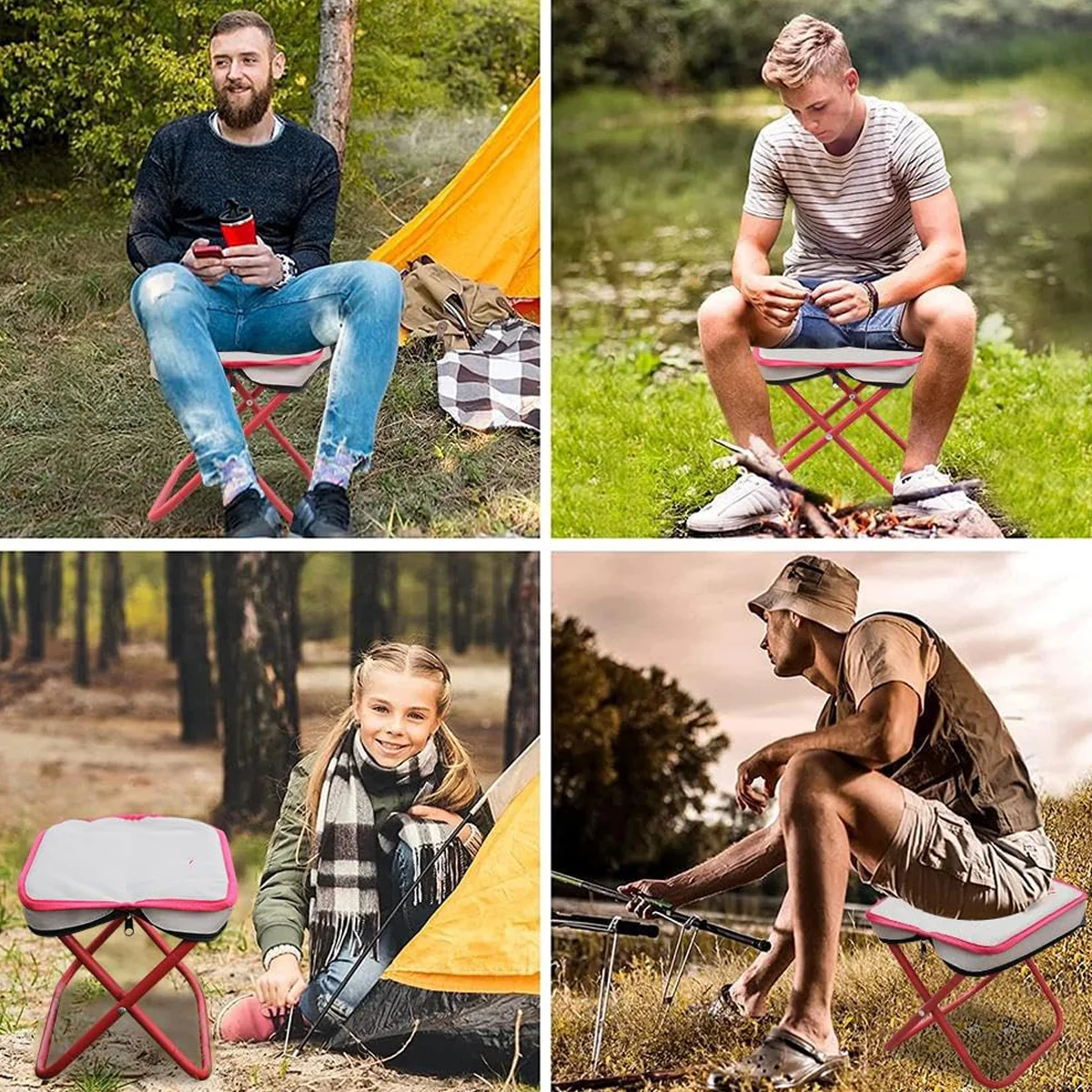AM7109 Portable Mini Folding Stool, Lightweight Camp Chair for Fishing Hiking - Image 3