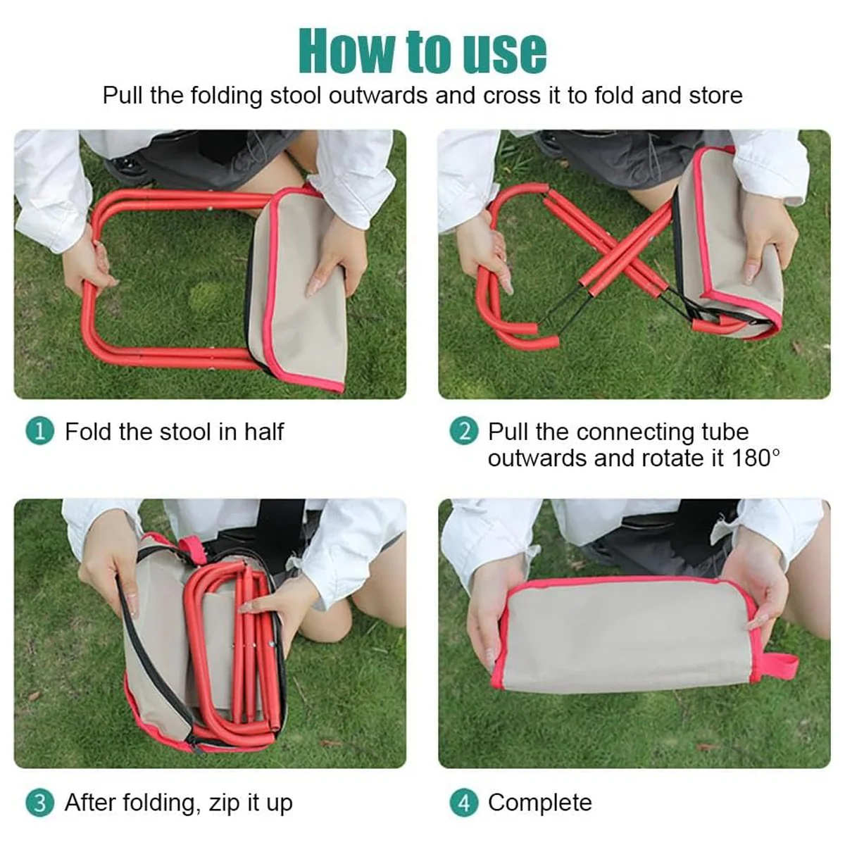 AM7109 Portable Mini Folding Stool, Lightweight Camp Chair for Fishing Hiking - Image 4