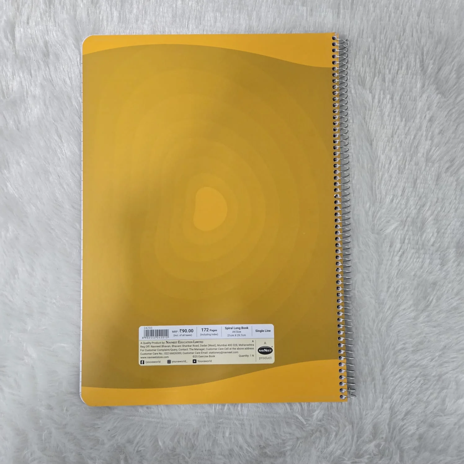 AM7199 Youva Navneet Spiral Long Book (A4 Size, Single Line, 172 Pages) - Image 3