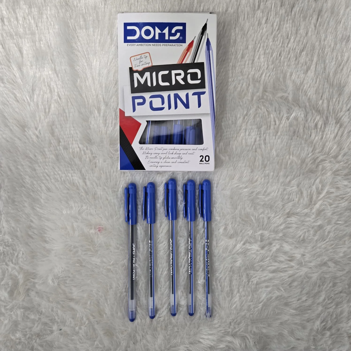 AM7244 DOMS Micro Point Ball Pen - Blue 20pc