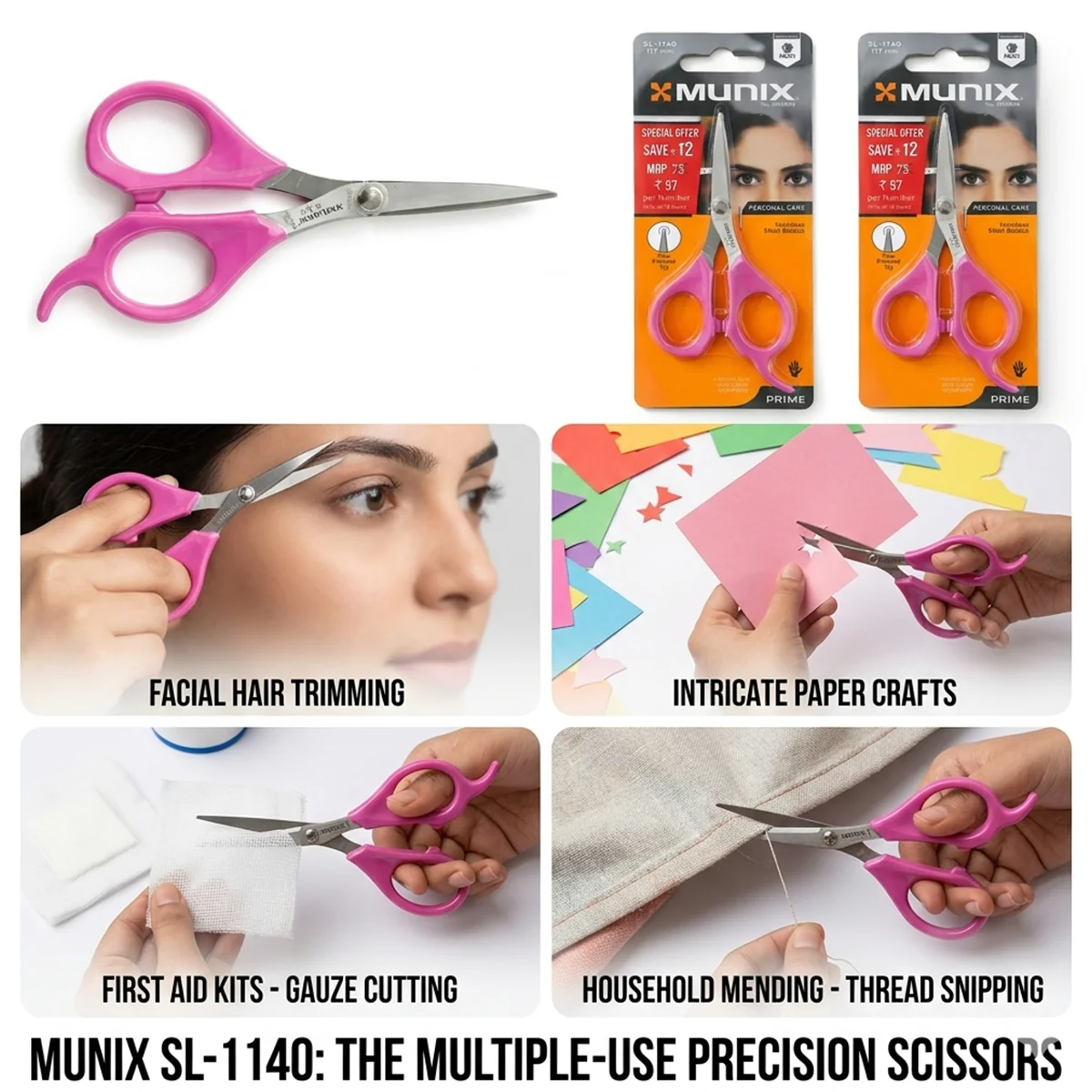 AM7258 Munix SL-1140 Personal Care Facial Scissors (117 mm) - Image 3
