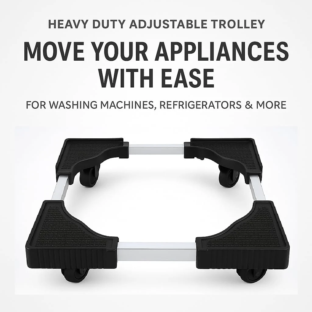 AM7266 Heavy-Duty Adjustable Washing Machine & Refrigerator Stand with Rotatable Wheels - Image 3