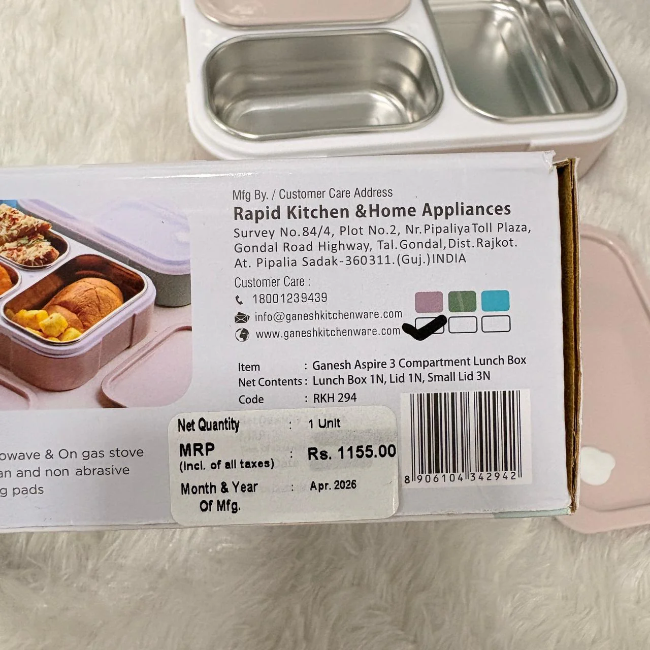 AM7273 Ganesh Aspire 3 Compartment Insulated Leak-Proof Lunch Box - Image 4