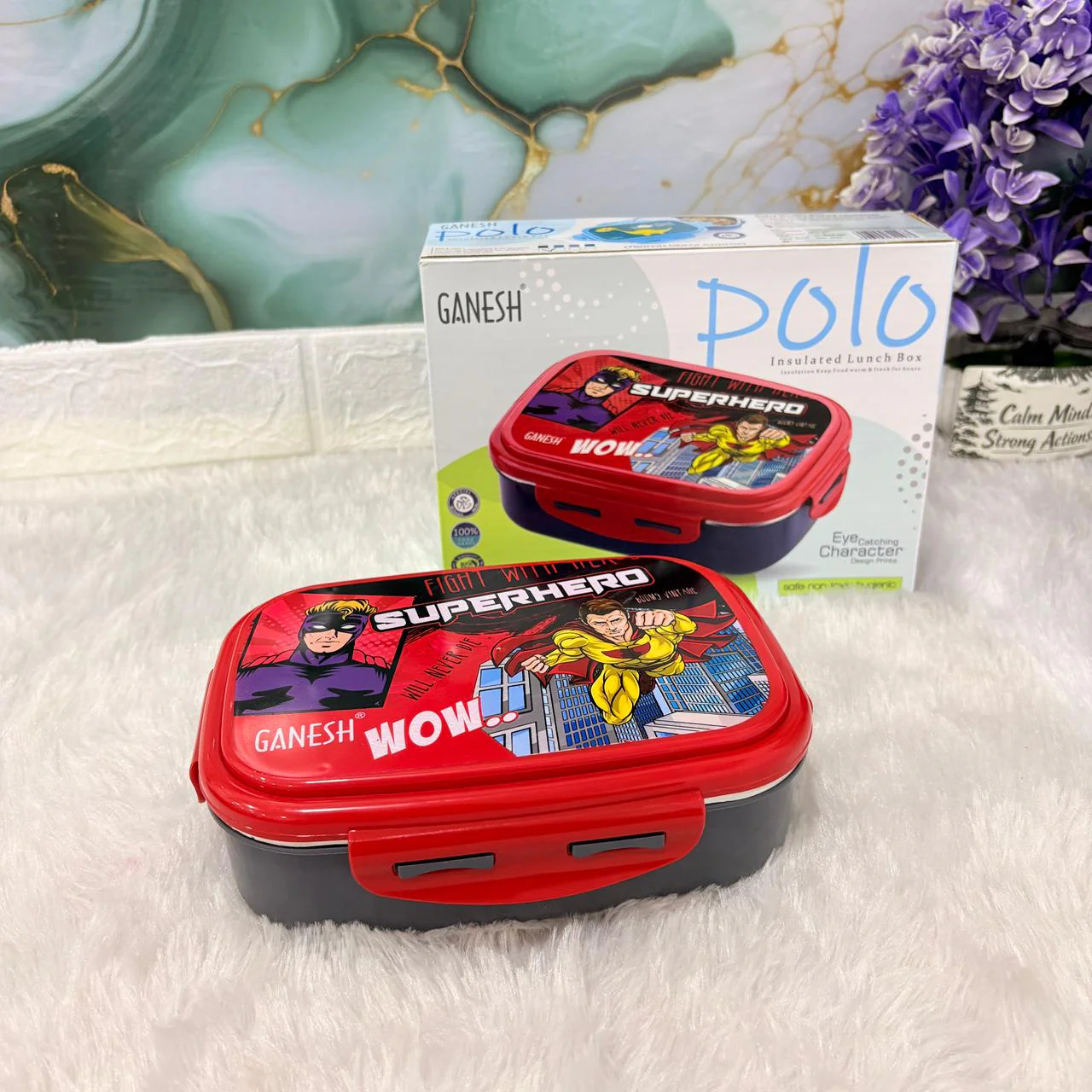 AM7276 Ganesh Polo Insulated Superhero Lunch Box for Kids (750ml + 140ml)