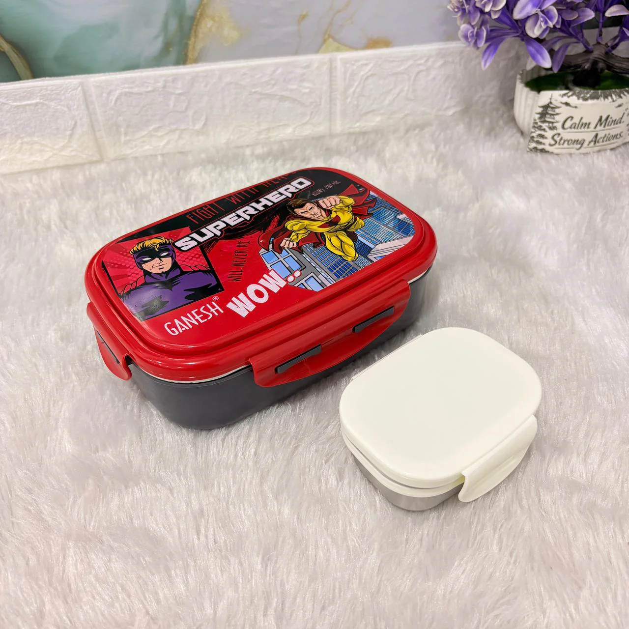 AM7276 Ganesh Polo Insulated Superhero Lunch Box for Kids (750ml + 140ml) - Image 2