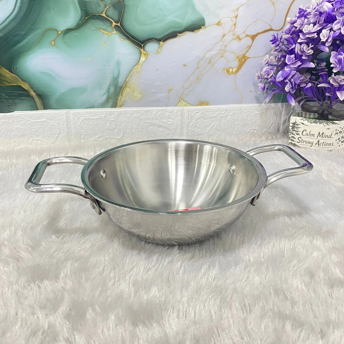 AM7288 Tri-Ply Stainless Steel Heavy Duty Kadai with Stay-Cool Handles - 18cm - Image 2
