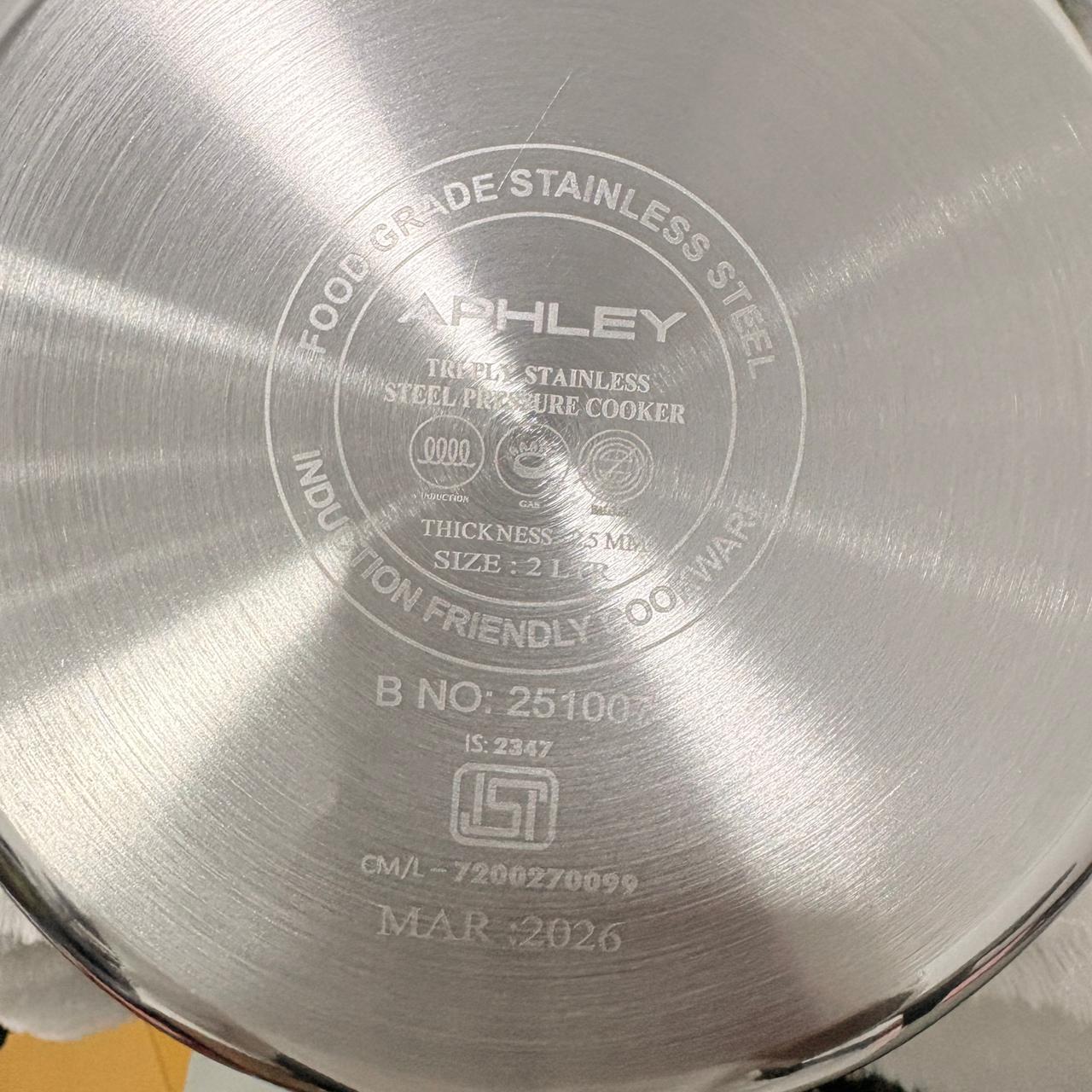 AM7307 Tri-Ply Stainless Steel Outer Lid Pressure Cooker - 2 Ltr - Image 6
