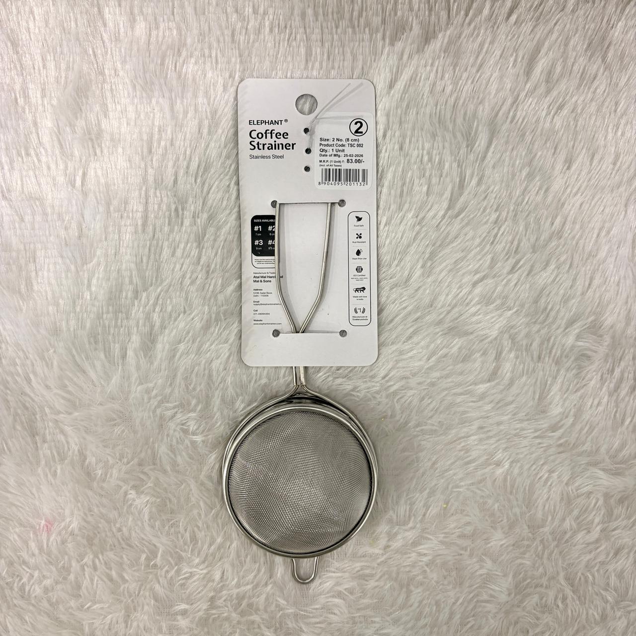 AM7324 Elephant Stainless Steel Coffee & Tea Strainer - Size 2 (8 cm) - Image 2