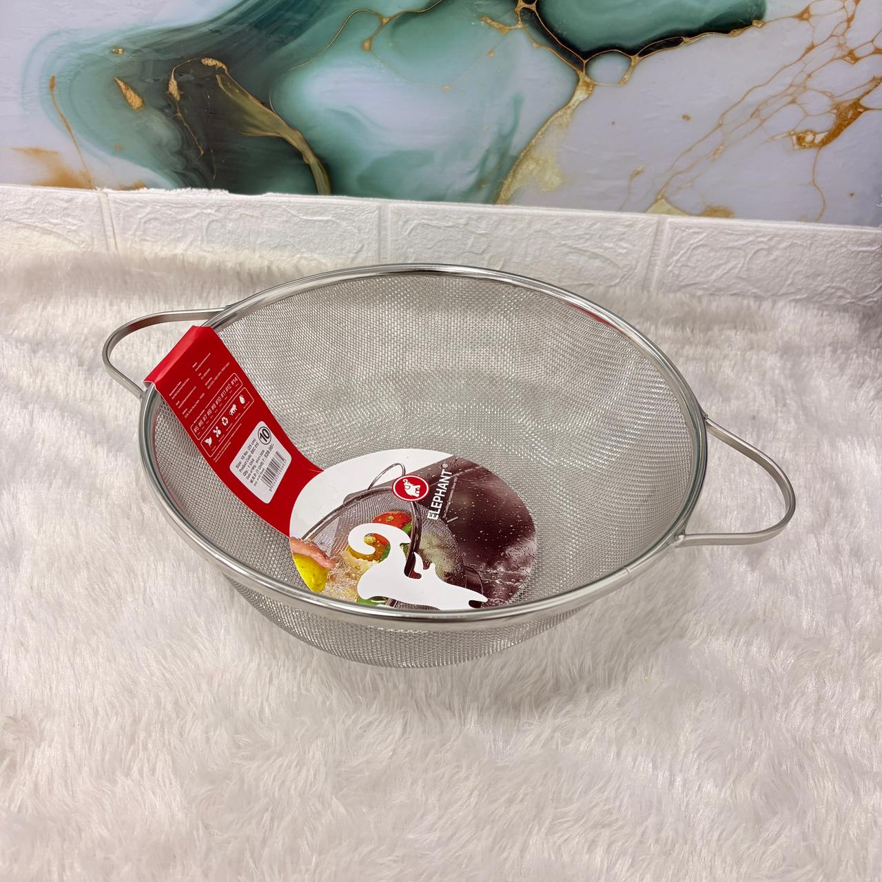 AM7327 Elephant Stainless Steel Mesh Colander with Twin Handles (25 cm) - Image 2