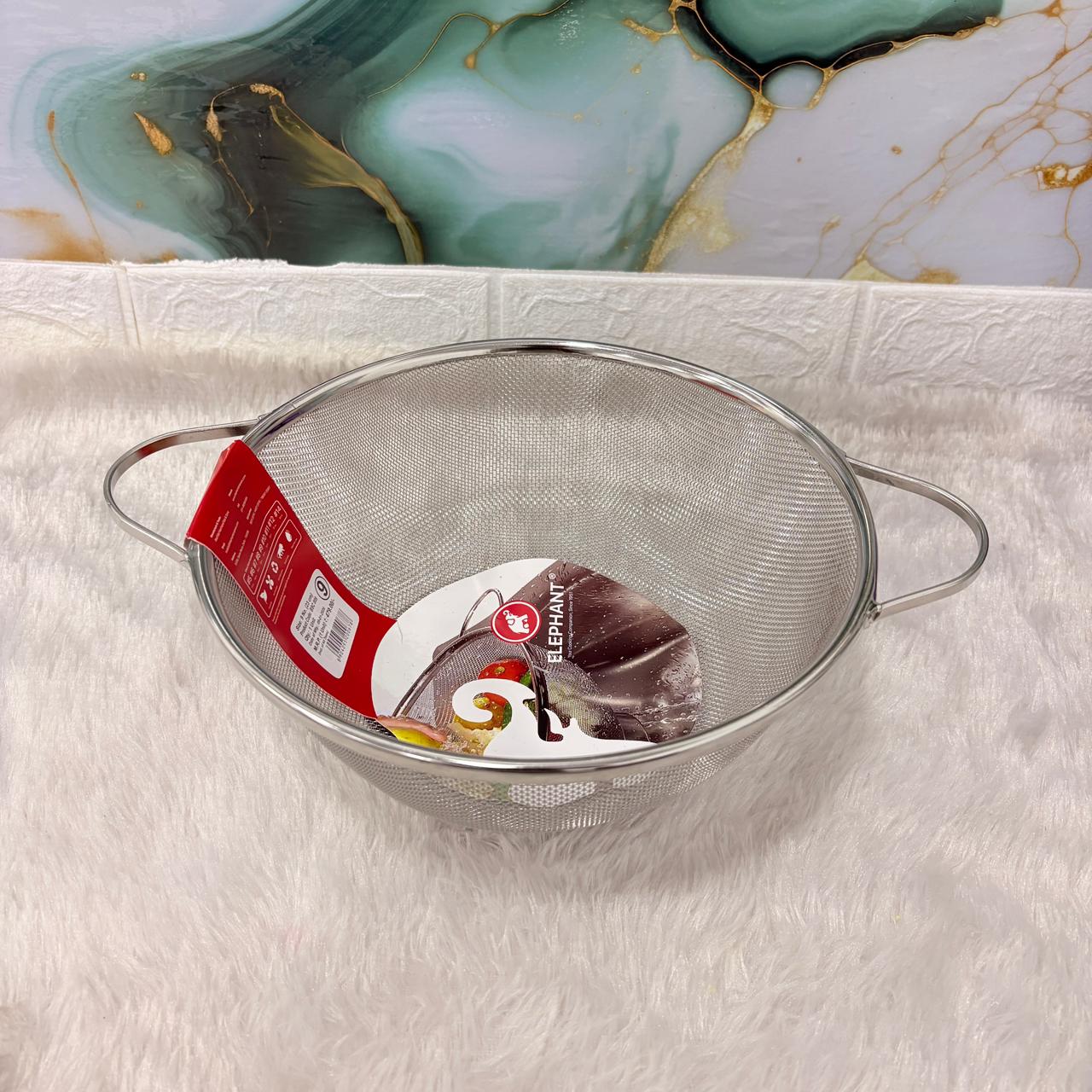 AM7328 Elephant Stainless Steel Mesh Colander / Strainer with Handles (23 cm) - Image 2