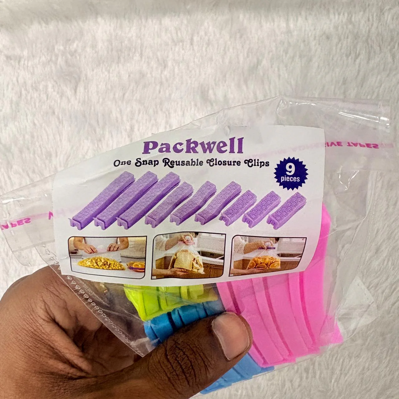 AM7353 Packwell 9-Piece Reusable One-Snap Bag Sealing Clips Set - Image 3