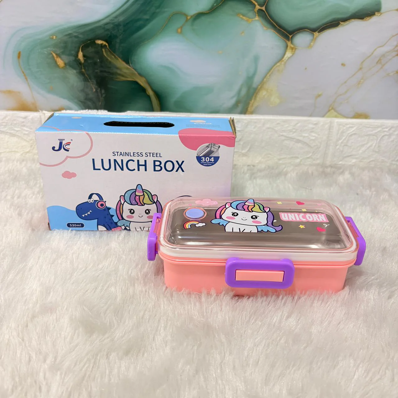 AM7370 Unicorn Theme 304 Stainless Steel Insulated Lunch Box for Kids (530ml) - Image 2