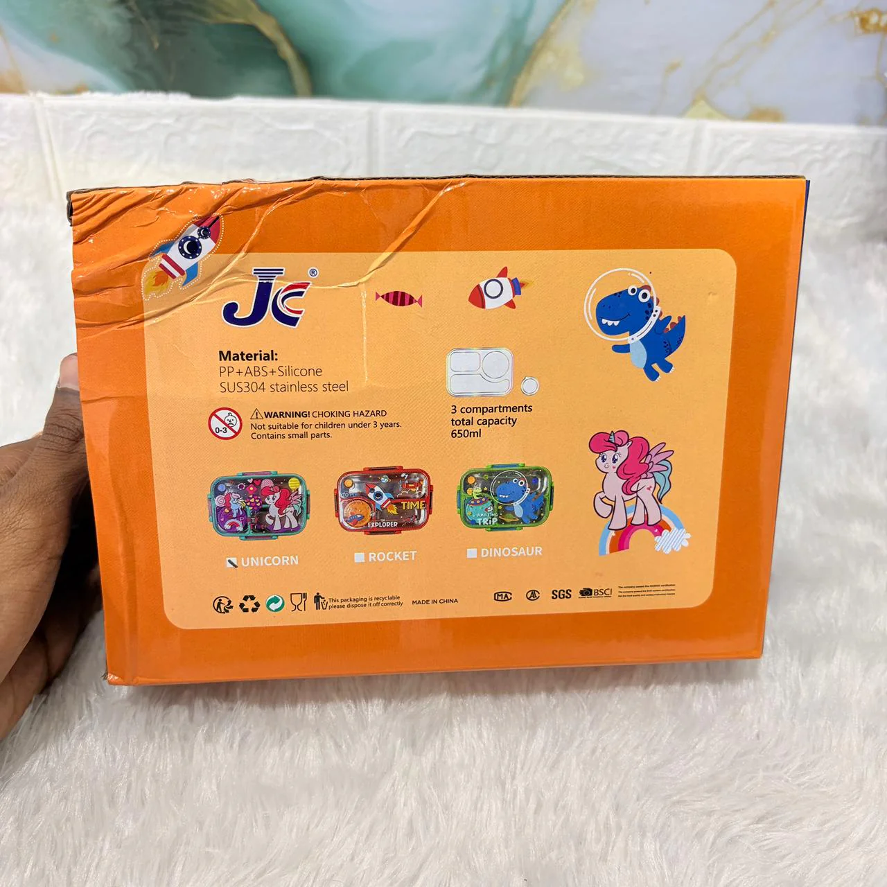 AM7372 JC Kids’ Stainless Steel 3-Compartment Insulated Lunch Box with Unicorn Theme - Image 5