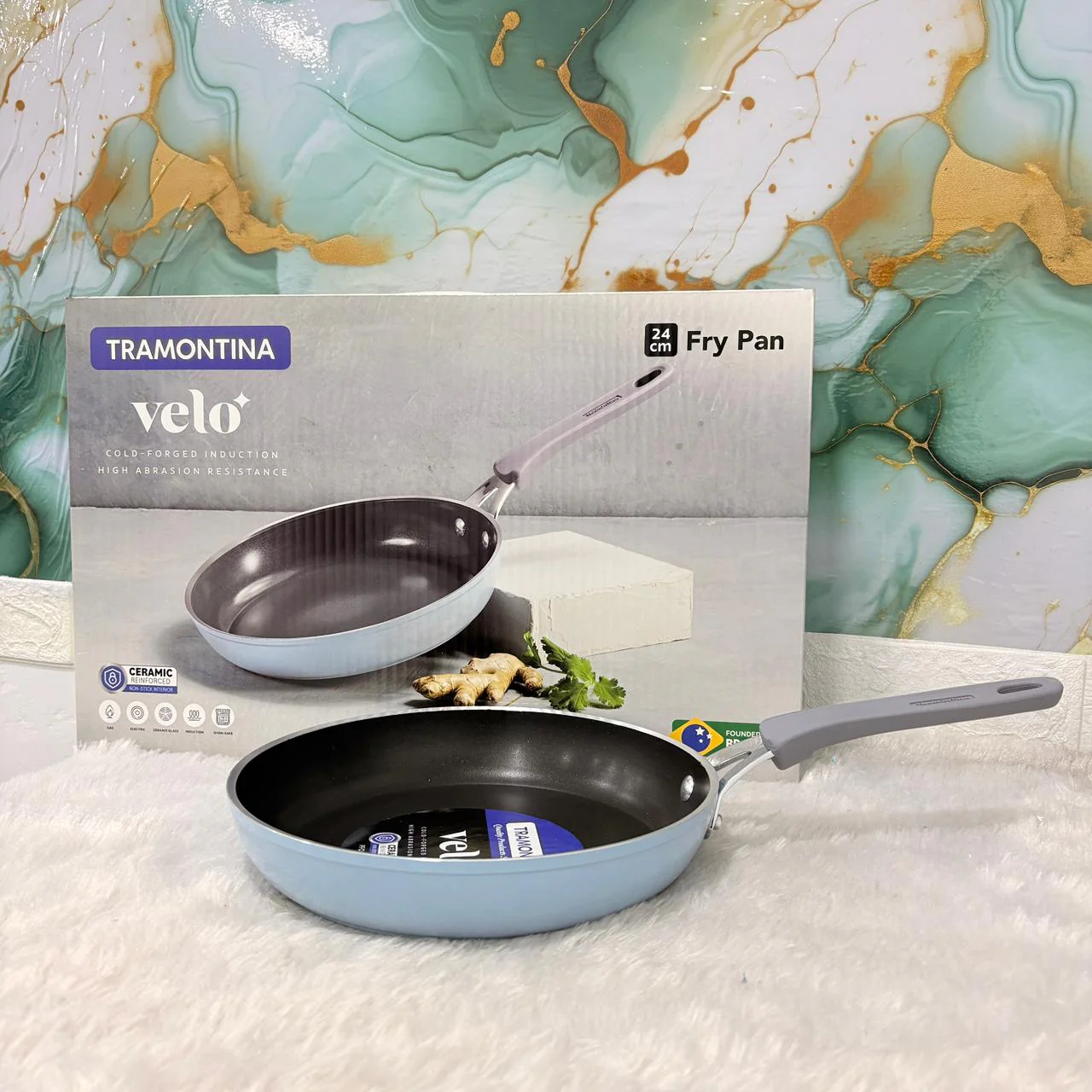 AM7392 Tramontina Velo Forged 24 cm Ceramic Non-Stick Fry Pan (Sea) - Image 2