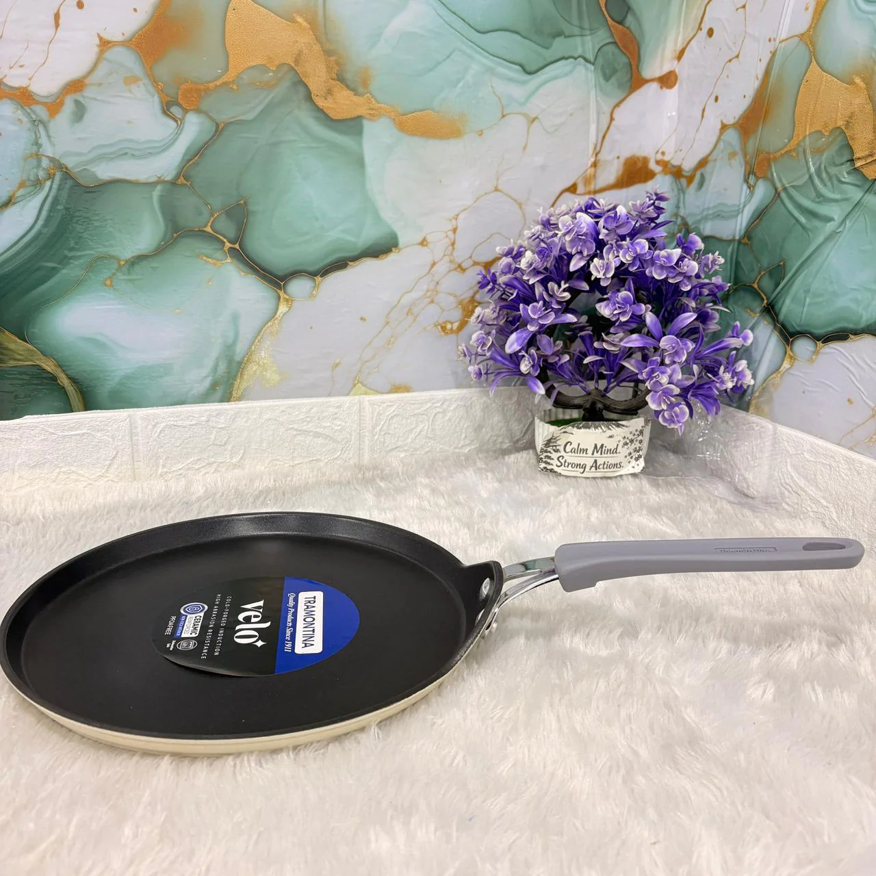 AM7393 Tramontina Velo 28 cm Cold-Forged Ceramic Dosa Tawa (Sand) - Image 3