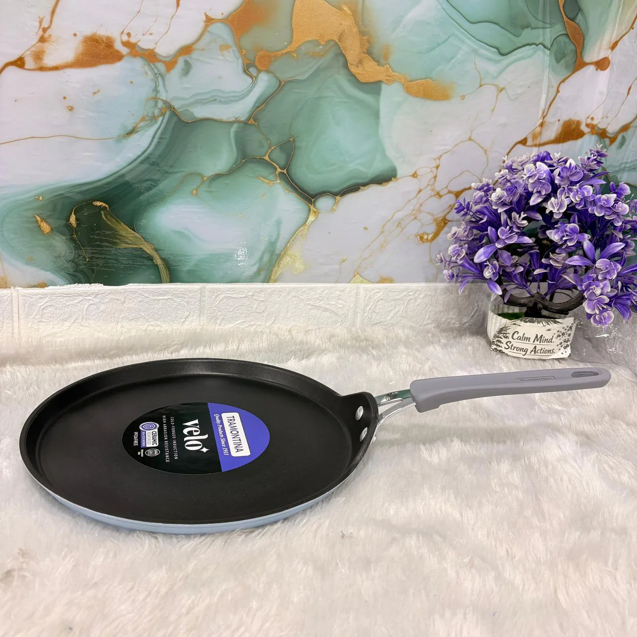 AM7394 Tramontina Velo 28 cm Cold-Forged Induction Dosa Tawa (Sea) - Image 3