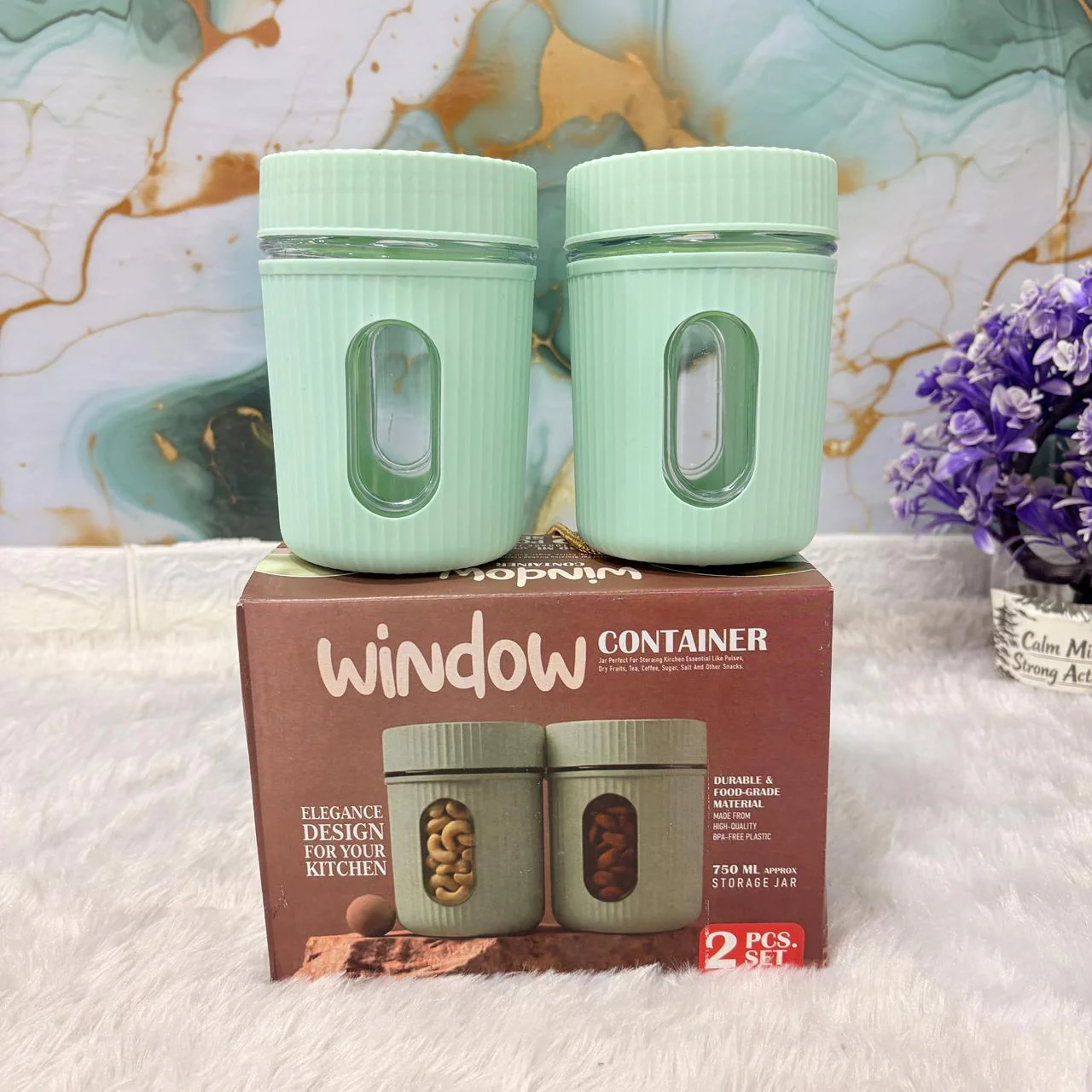 AM7399 Window Series 750ml Food-Grade Kitchen Storage Jar Set - 2 Pieces - Image 4