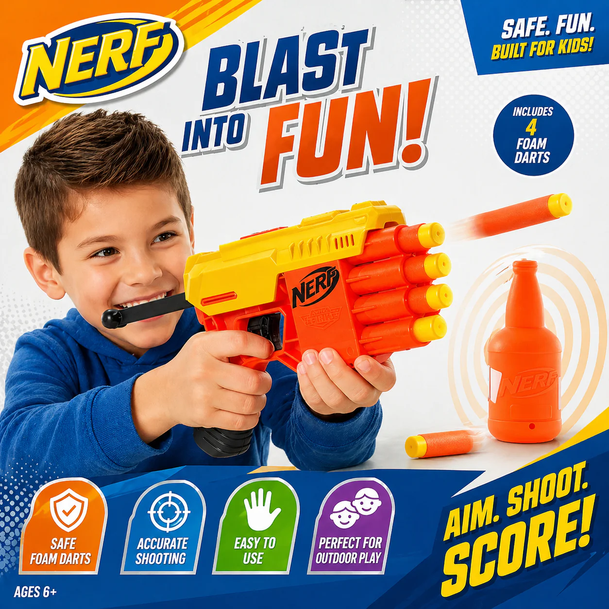 AM7422 Nerf Alpha Strike Fang QS-4 Targeting Set with 8 Elite Darts and 4 Targets - Image 3