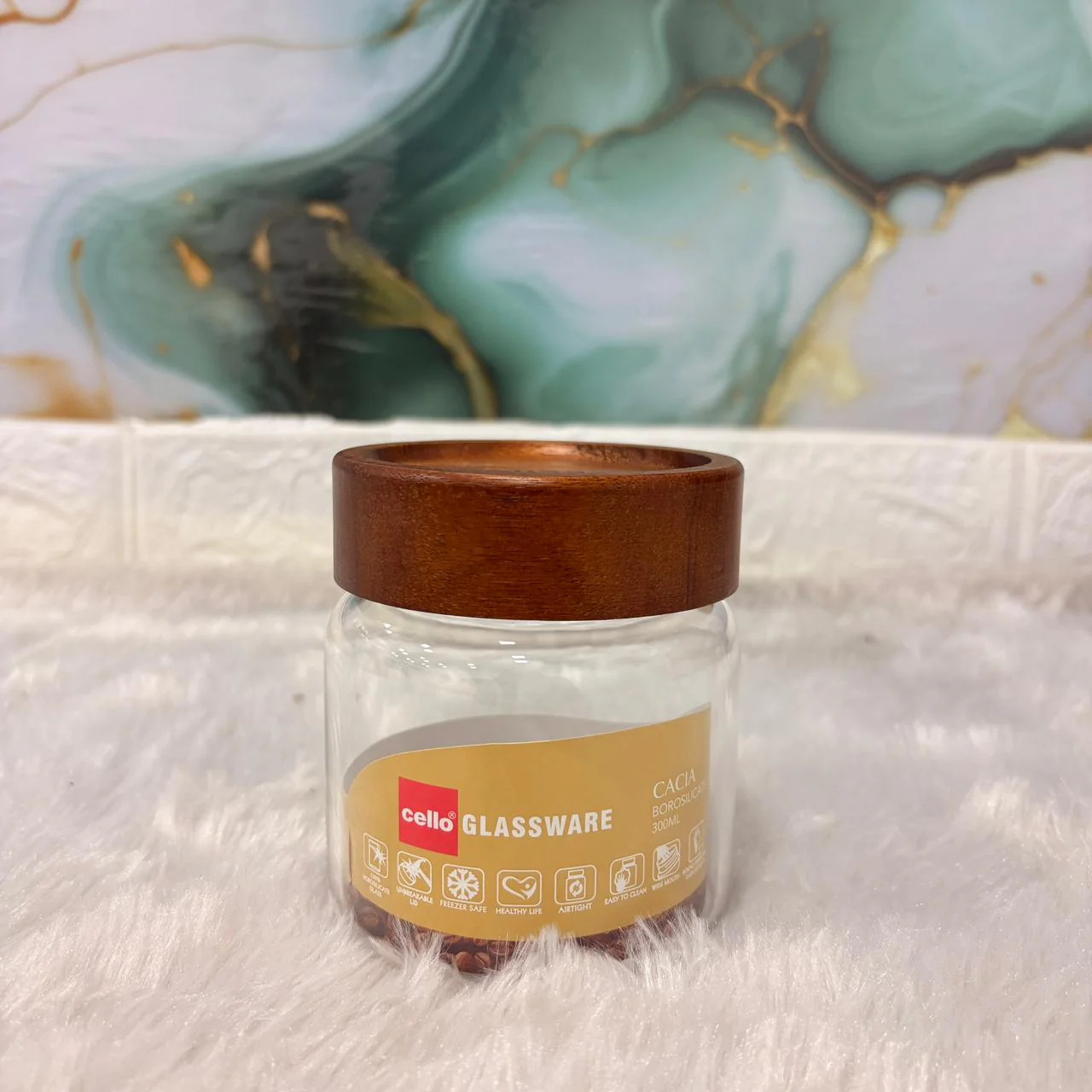 AM7435 Cello Cacia Borosilicate Glass Storage Jar, 300ml - Image 3