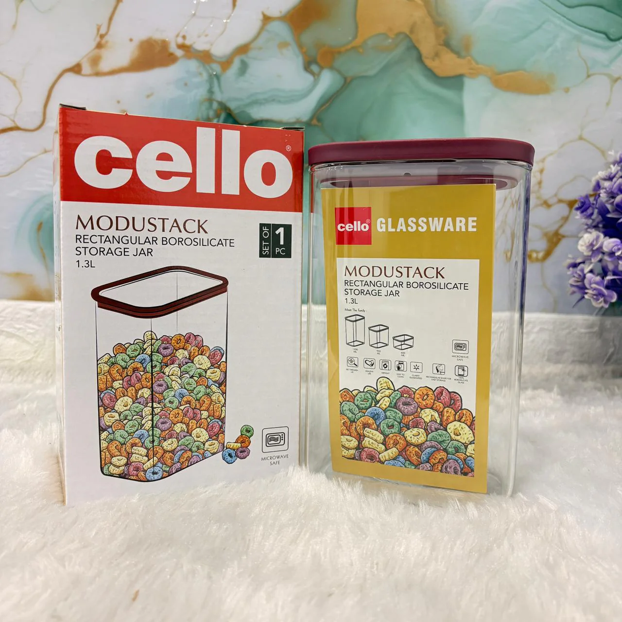AM7442 Cello Modustack Rectangular Borosilicate Storage Jar, 1.3L - Image 2