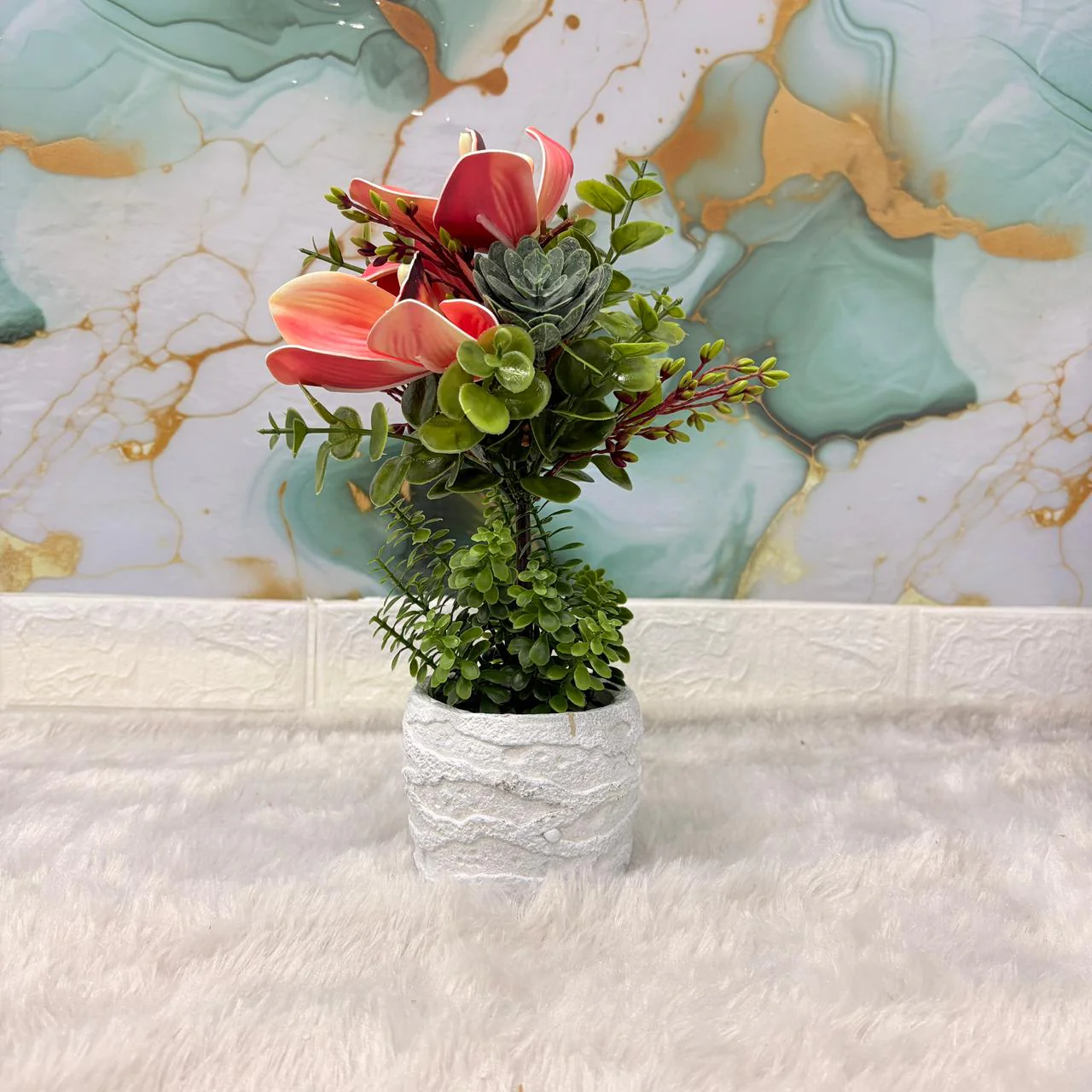 AM7447 Artificial Orchid Potted Plant with Heart-Cutout Gift Box - Image 3