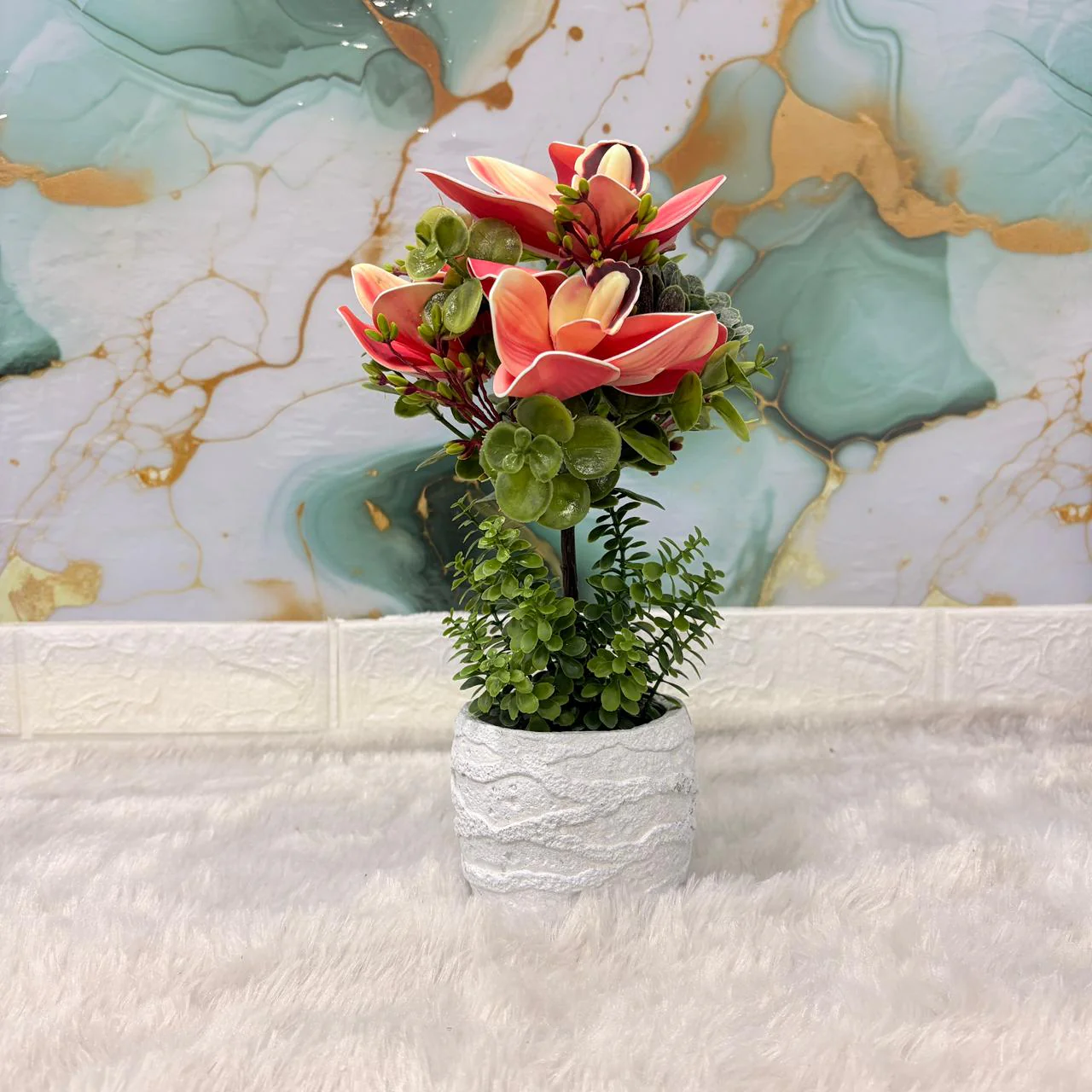 AM7447 Artificial Orchid Potted Plant with Heart-Cutout Gift Box - Image 4