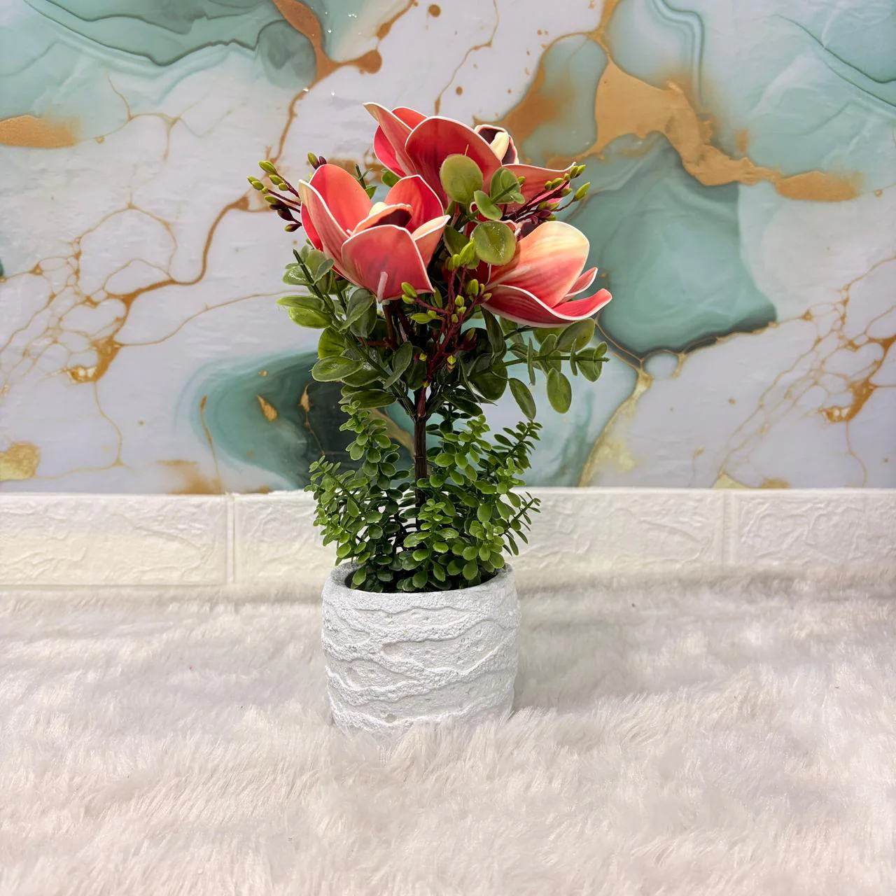 AM7447 Artificial Orchid Potted Plant with Heart-Cutout Gift Box - Image 5