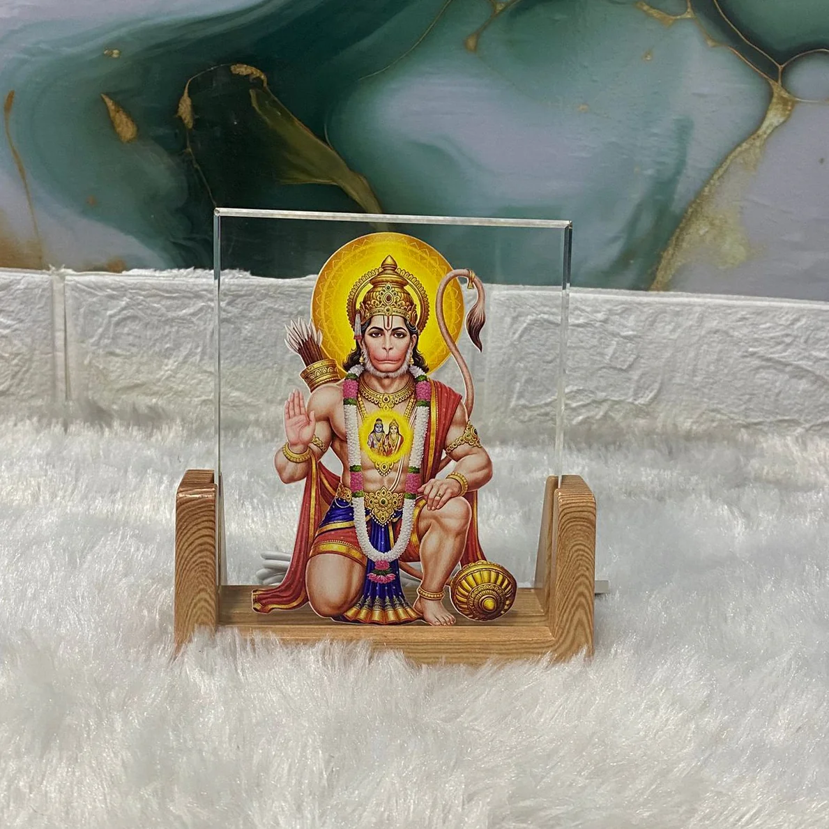 AM7456 Lord Shiva 3D Illusion LED Night Light with Wooden Base Decor - Image 2