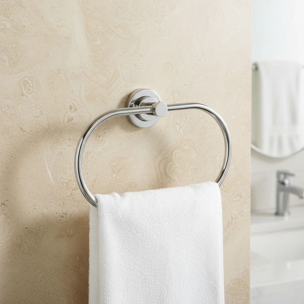 AM7471 Modern Oval Chrome Wall-Mounted Towel Ring