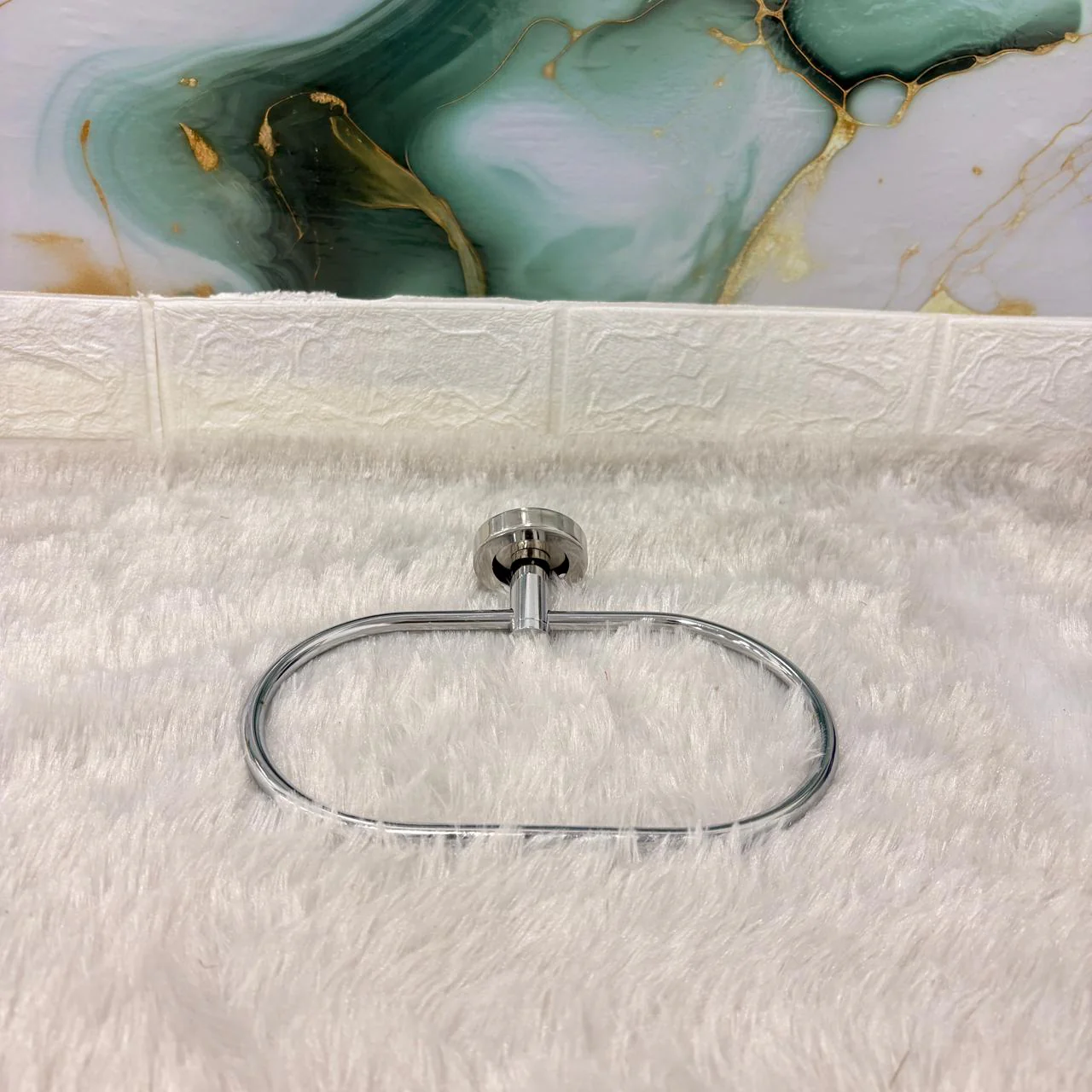 AM7471 Modern Oval Chrome Wall-Mounted Towel Ring - Image 8