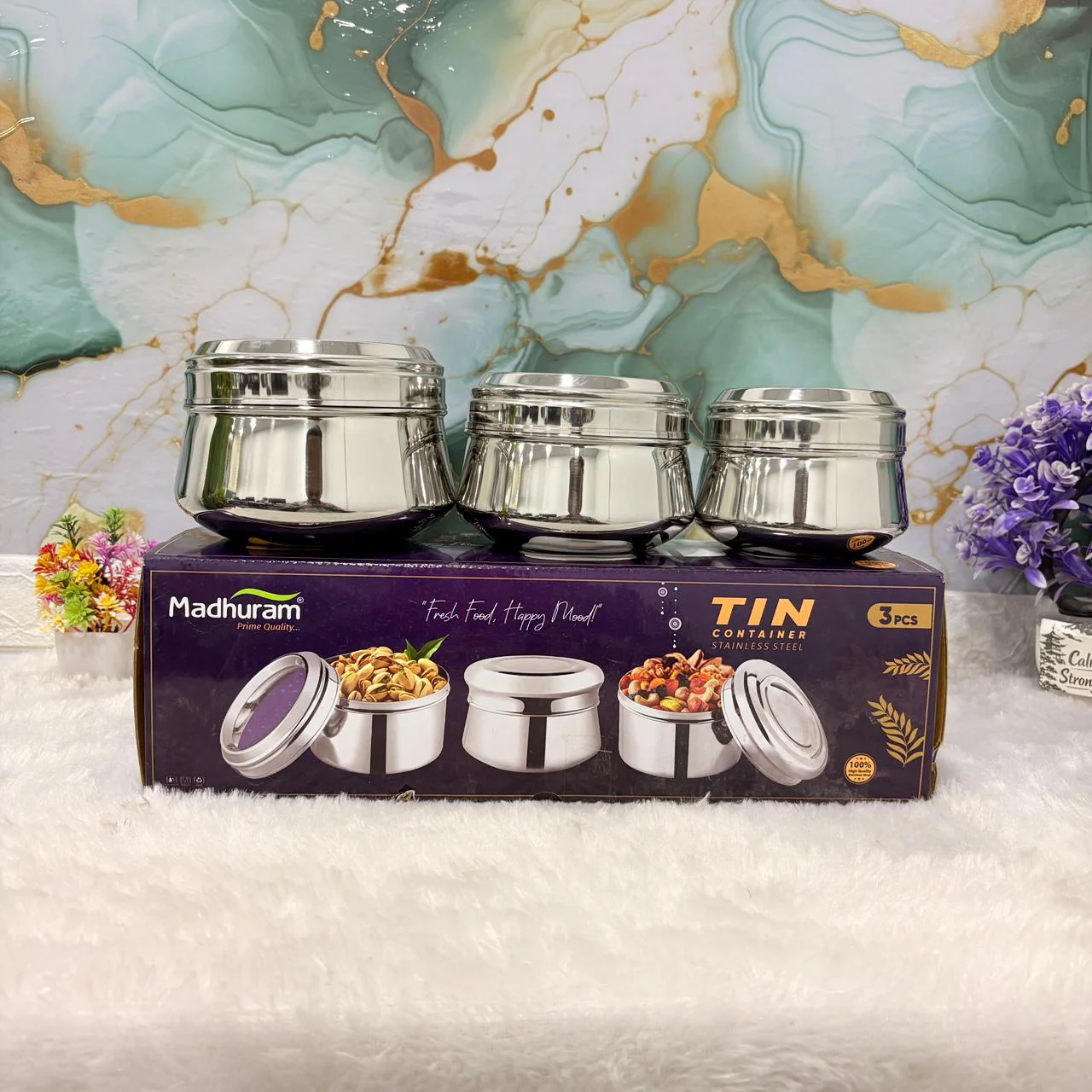 AM7481 Madhuram Prime Quality Stainless Steel Tin Containers - Set of 3 - Image 2